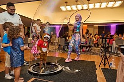 Immersion in the Big soap bubbles. Big soap bubbles show in Bay Area.